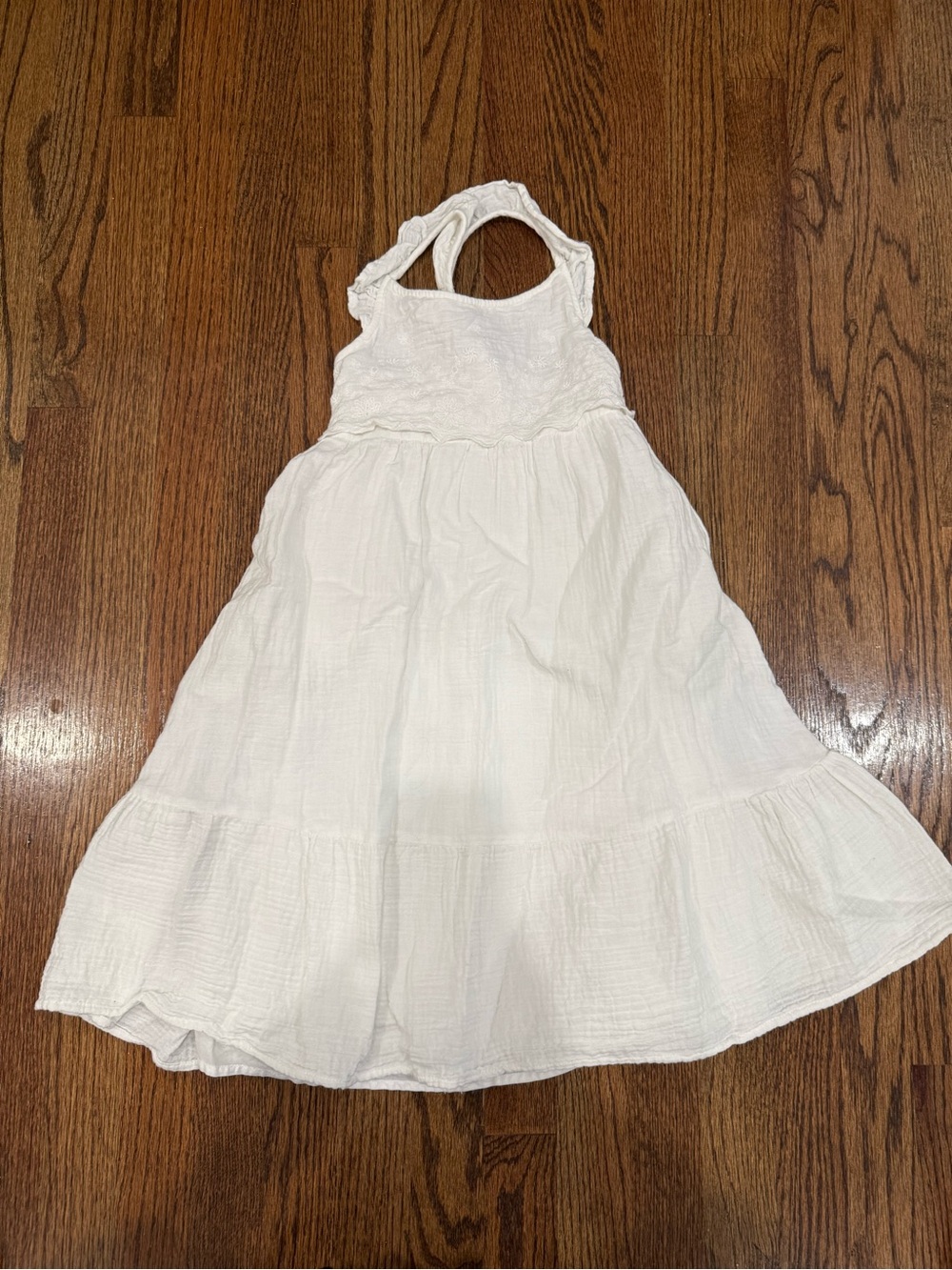 Girls White Gauze Halter Summer Dress